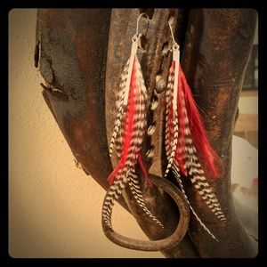 Feather and porcupine quill earrings